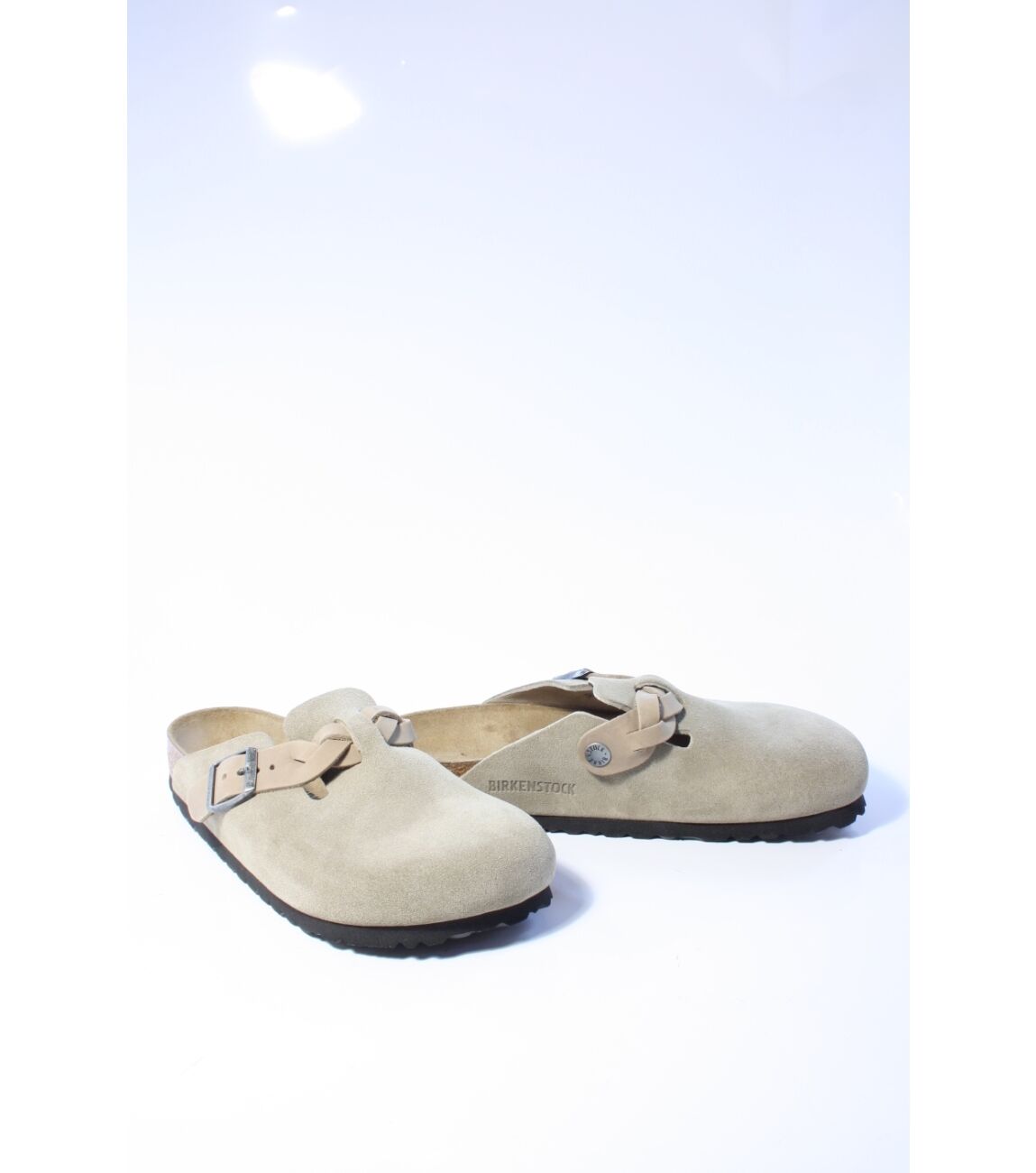 Birkenstock Boston Braided Suede Leather - Taupe Narrow - maat 37